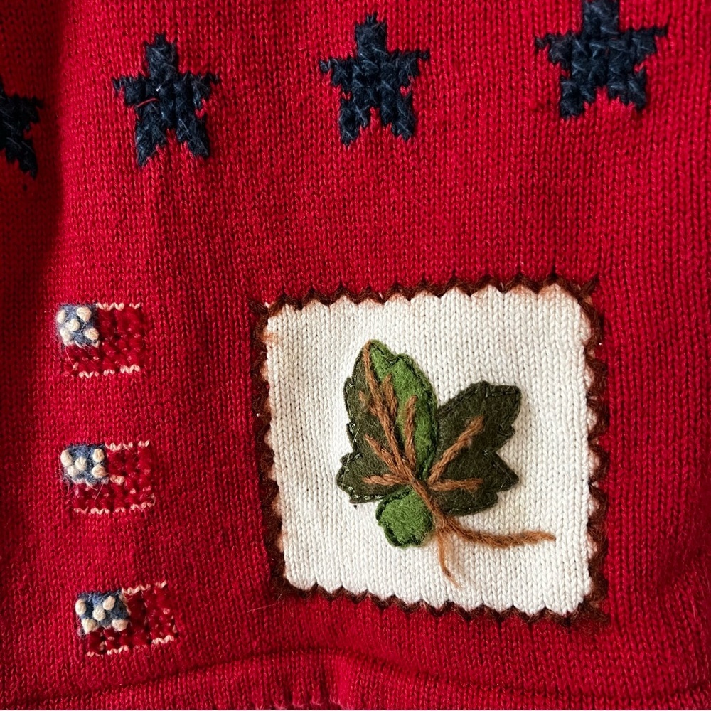Marisa Christina Vintage Red Wool Blend Americana Teddy Bear Knit Sweater Vest S - Picture 9 of 16